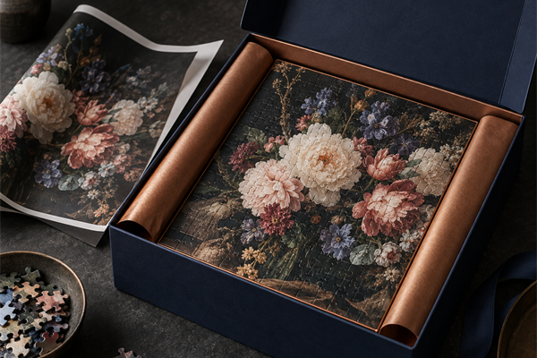 Premium custom puzzle packaging and gift set