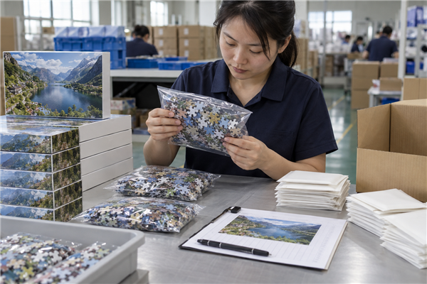 Shipment inspection of Custom Puzzle Missing-Piece Prevention: Count Checks, Packing and Replacement Planning at a custom puzzle factory